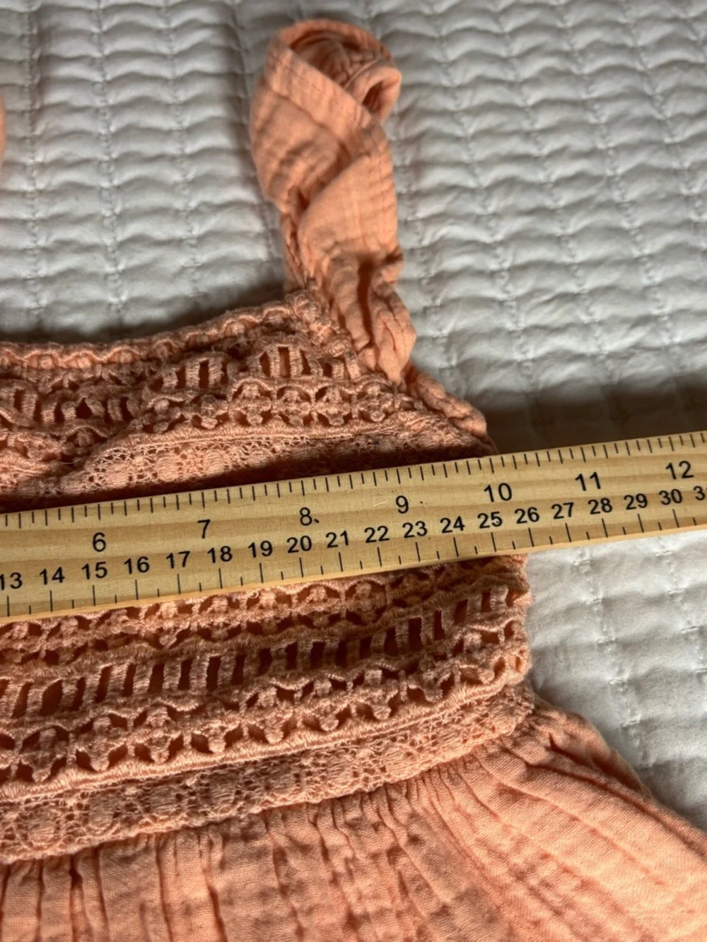 Girls Peach Boho Dress XS 4/5 Cotton Gauze Lace Sleeveless Summer Cottagecore